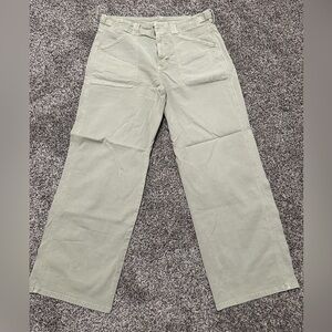 American Eagle Stovepipe Cargo Pants Womens 12 Wide Leg Baggy Khaki